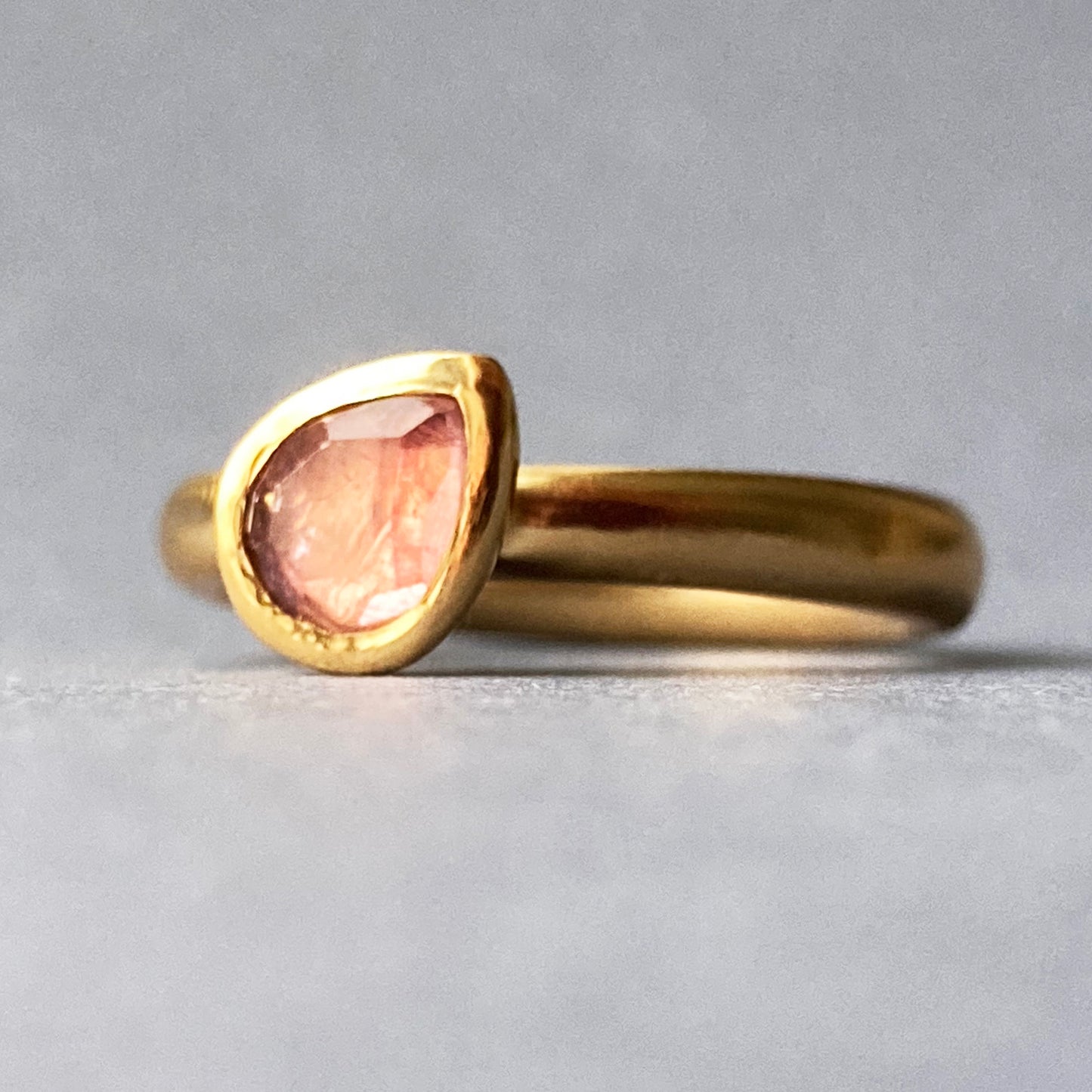 Pink Pear tourmaline ring 7 US
