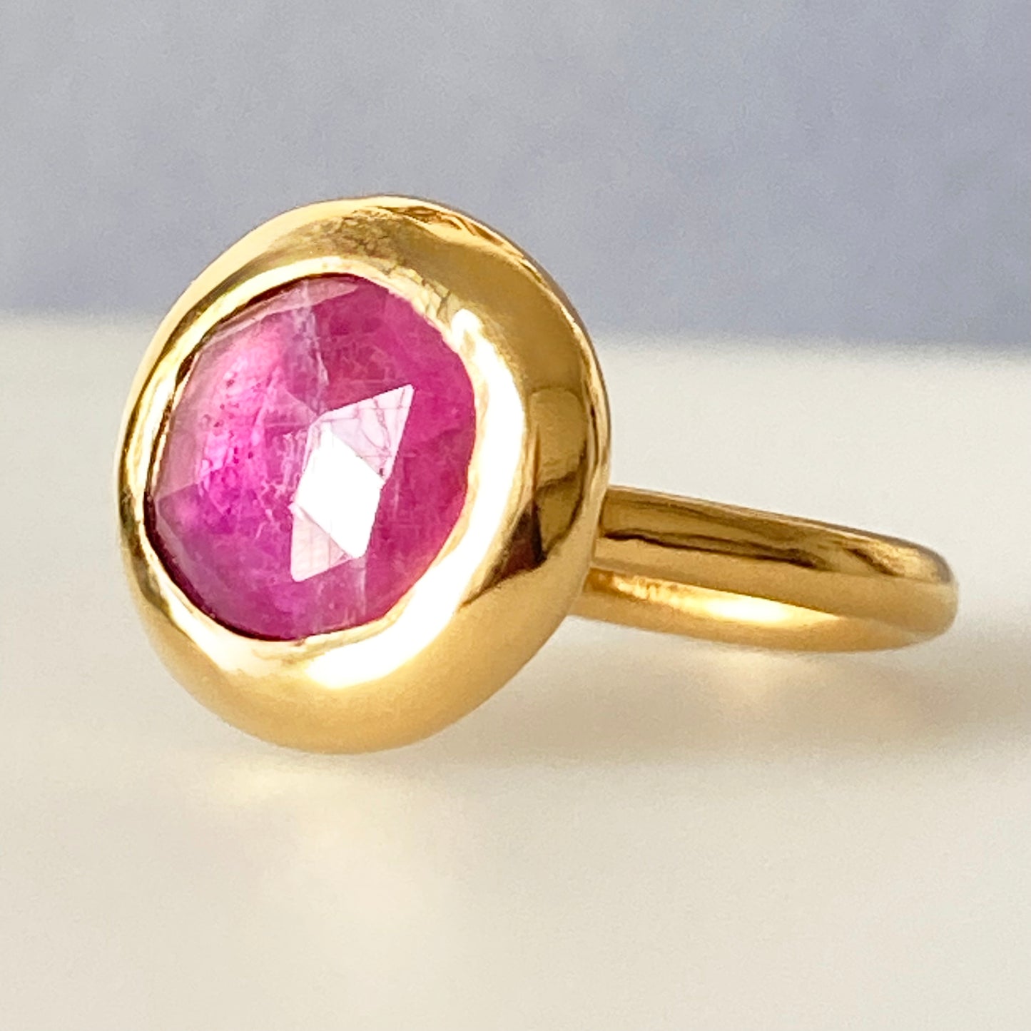 Chunky Round Fuschia Ring size 6.25