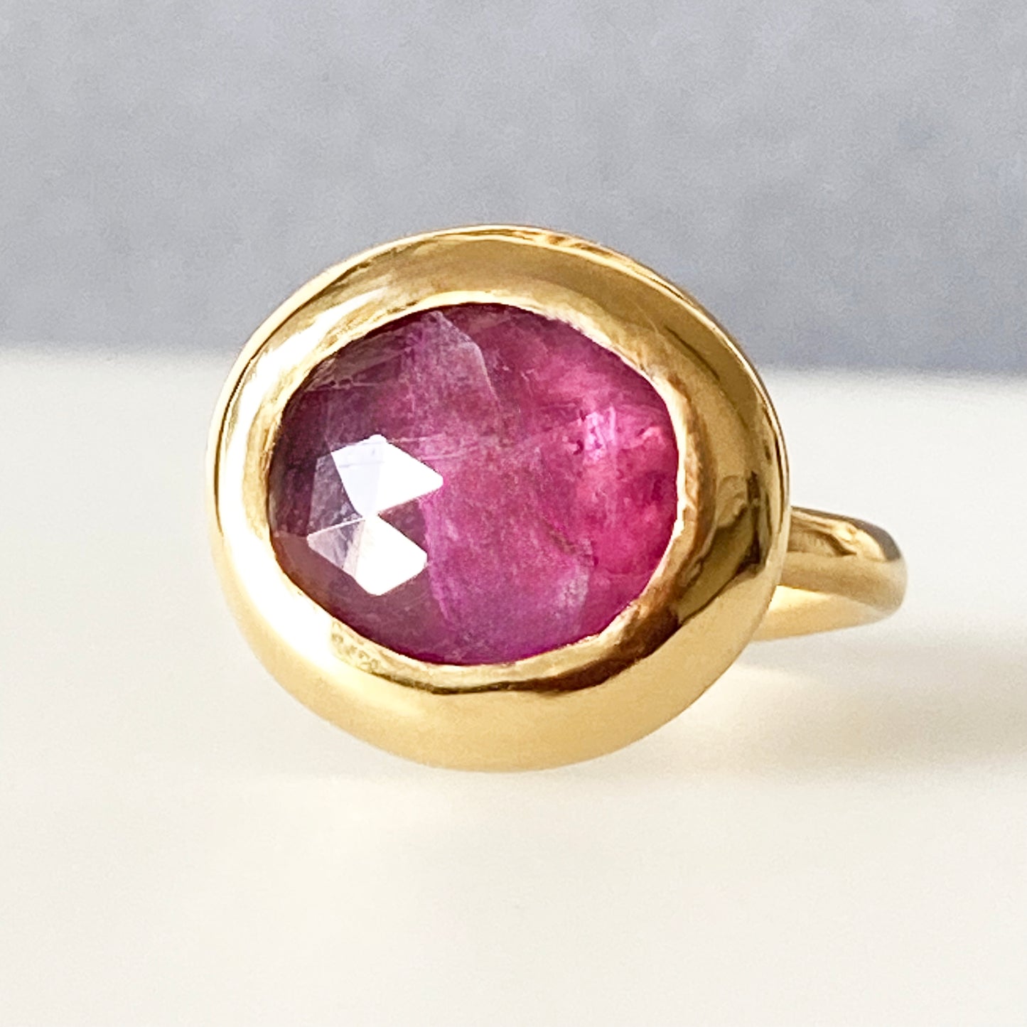 Chunky Round Fuschia Ring size 6.25