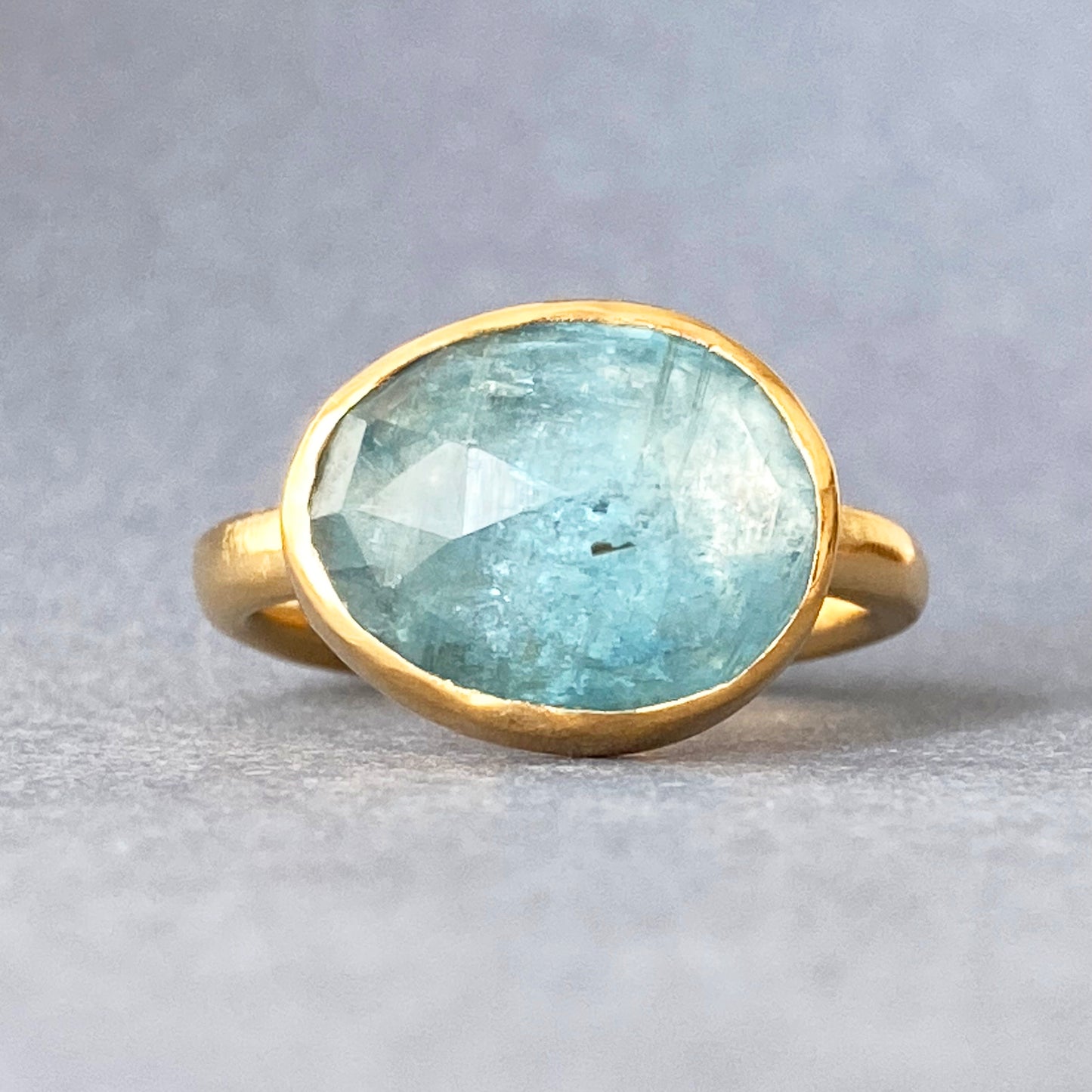 Kyanite ring gold plated silver size 6.25 US