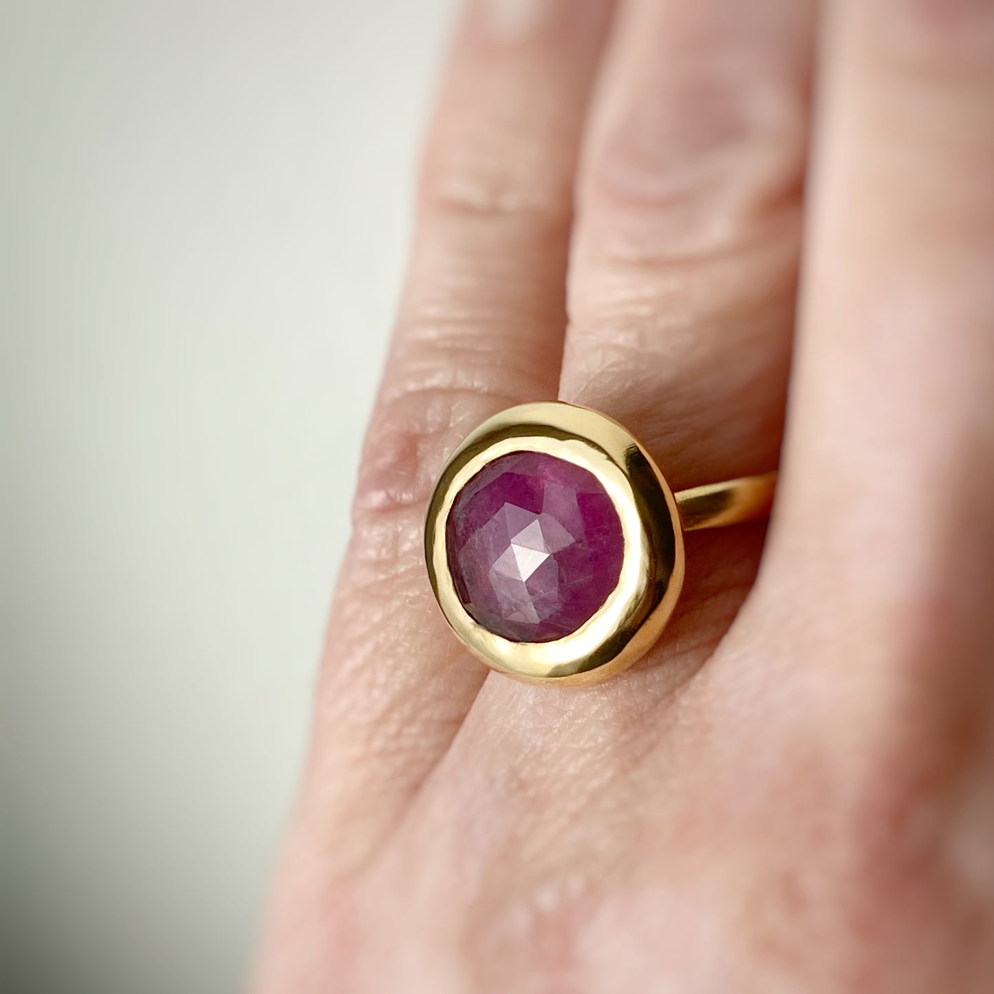 Chunky Round Fuschia Ring size 6.25