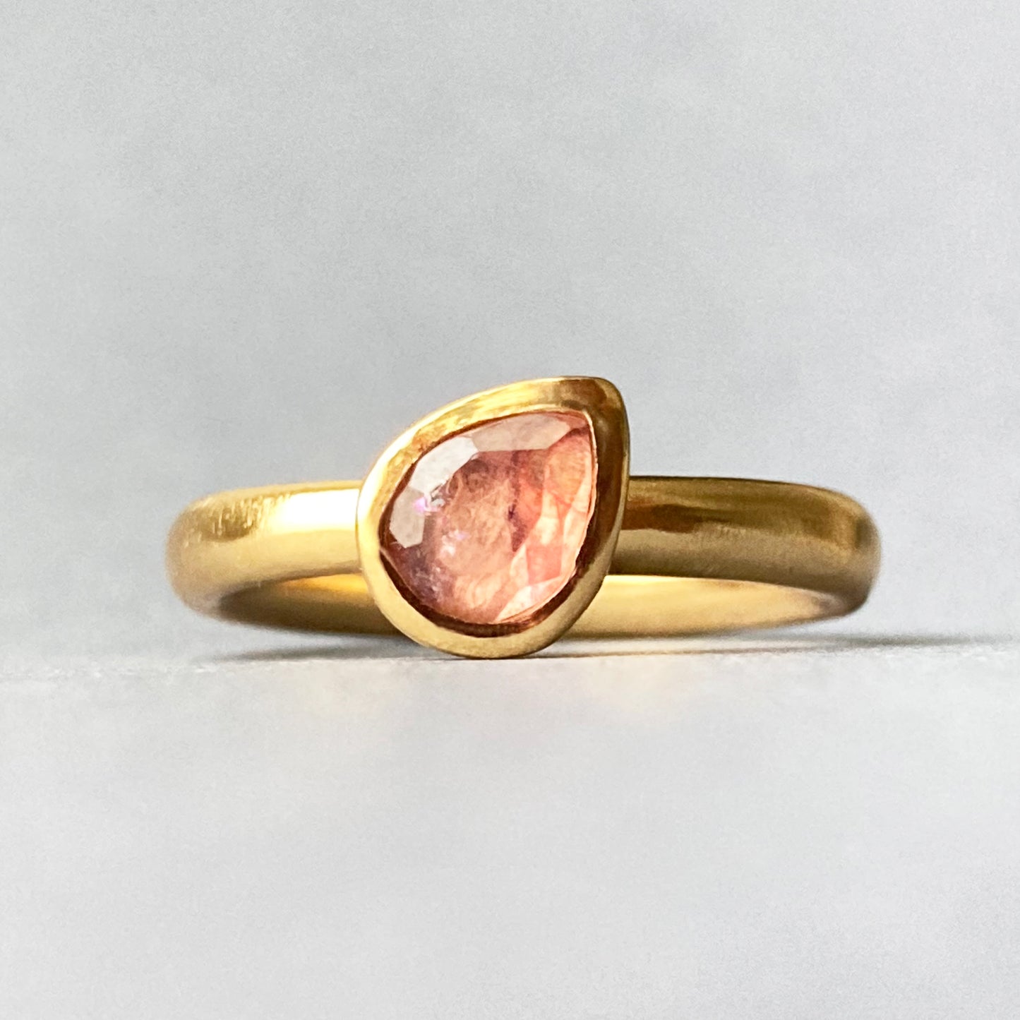 Pink Pear tourmaline ring 7 US