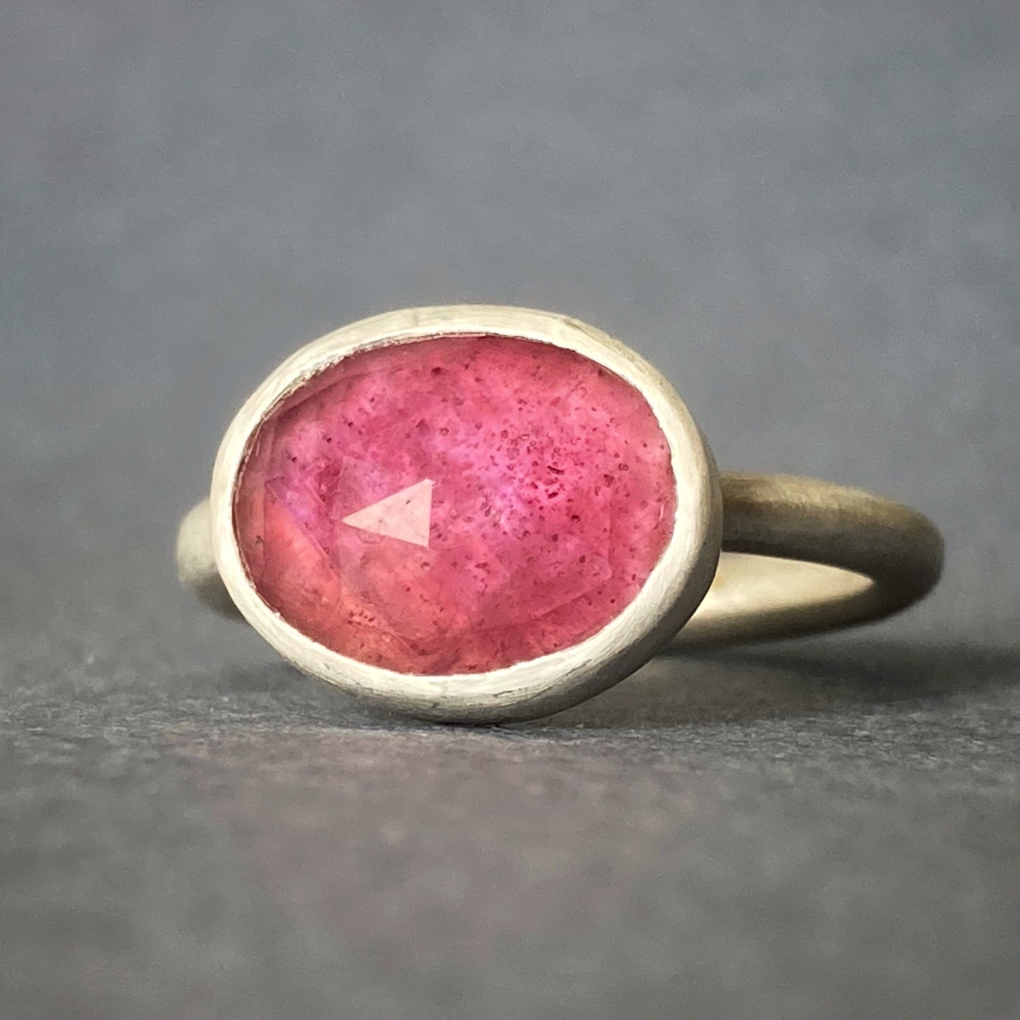 Pink sapphire silver ring